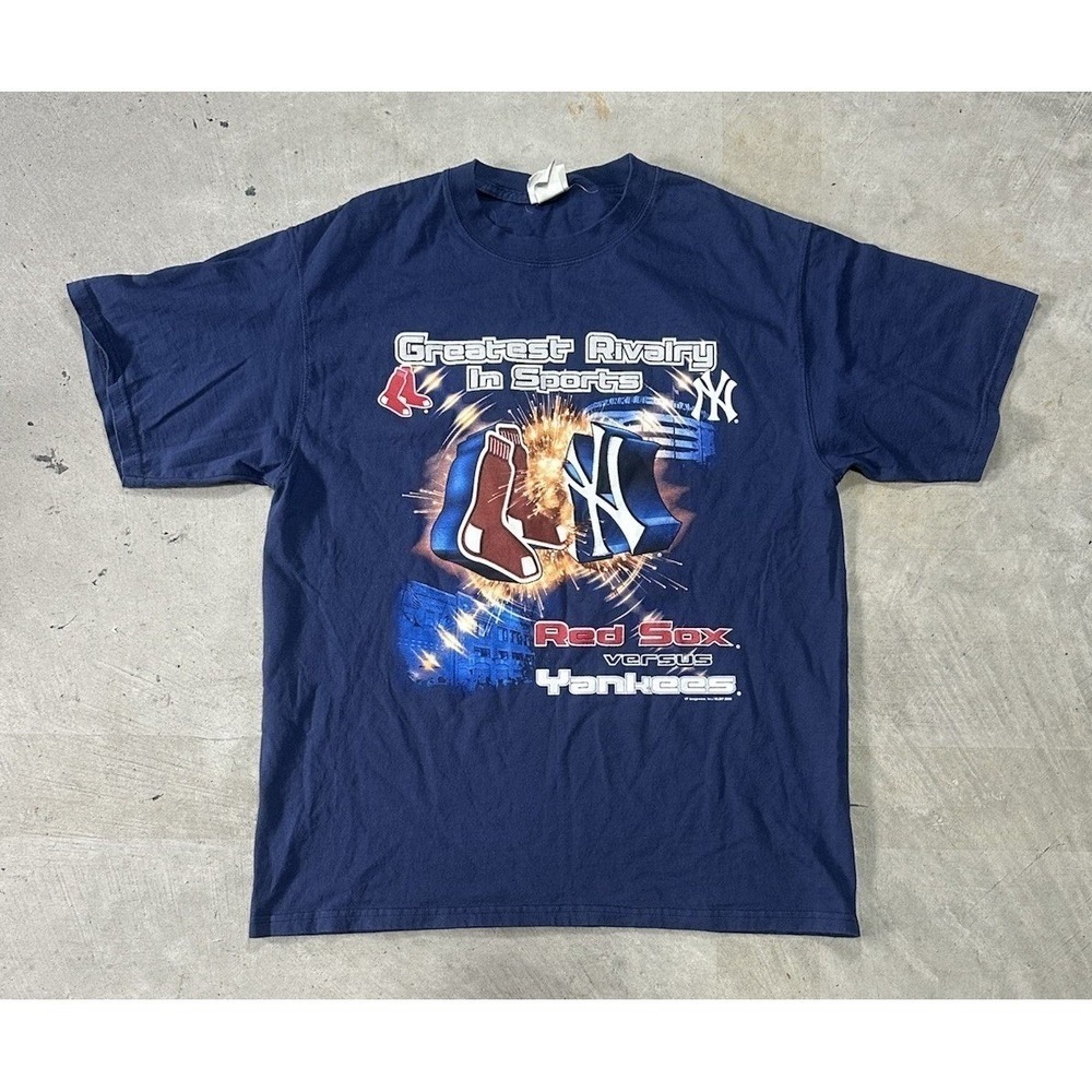 Vintage Boston Red Sox New Yankees MLB Rivalry 2005 Lee Sports Navy Shirt Sz L